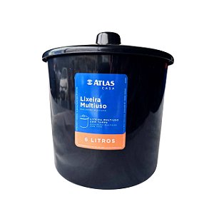 Lixeira Primafer Plastico 6 Litros Preta Com Tampa PR1014-8