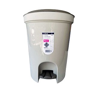 Lixeira Plástica Com Pedal Redonda Para Cozinha 13,5L Bege