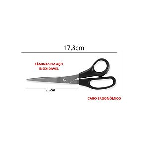 Tesoura Multiuso Brinox 7" 17,8cm Inox Cabo Preto 2423/304