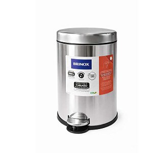 Lixeira Com Pedal E Balde Brinox Decorline 5 Litros Aço Inox