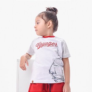 Camiseta Infantil Masculina Estampada Voyager Navio Hommer