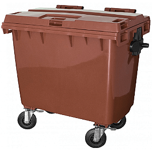 Contentor de Lixo com Rodas 1000 Litros Marrom