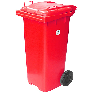 Contentor de Lixo com Rodas 120 Litros Vermelho