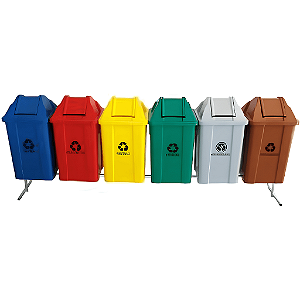 Conjunto para Coleta Seletiva com 6 Lixeiras de 100 Litros