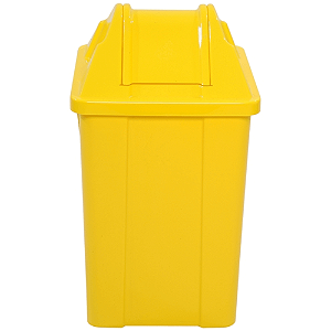 Lixeira Quadrada com Tampa Basculante 60 Litros Amarelo