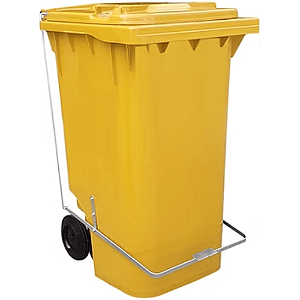 Contentor de Lixo com Rodas e Pedal 240 Litros Amarelo