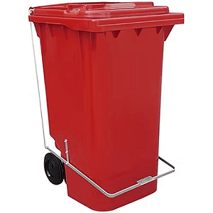 Contentor de Lixo com Rodas e Pedal 240 Litros Vermelho