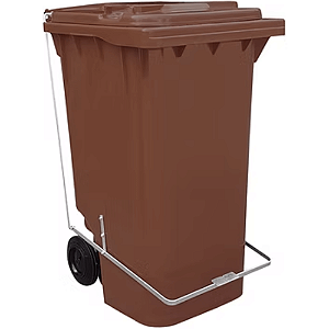 Contentor de Lixo com Rodas e Pedal 240 Litros Marrom