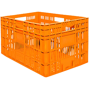 Caixa Plástica Agrícola Vazada 60 Litros Laranja