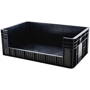 Caixa Plástica Empilhável 20 Litros com Abertura Lateral Preta