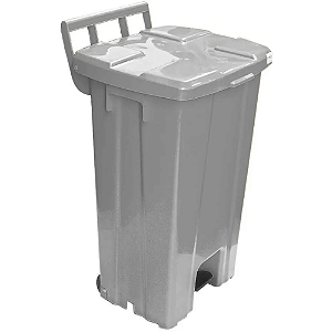 Lixeira Plástica Quadrada com Pedal e Rodas 100 Litros Cinza