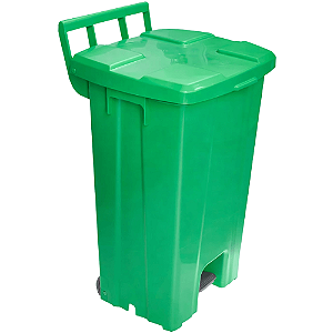 Lixeira Plástica Quadrada com Pedal e Rodas 100 Litros Verde