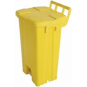 Lixeira Plástica Quadrada com Pedal 100 Litros Amarela