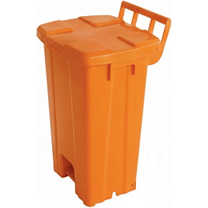 Lixeira Plástica Quadrada com Pedal 100 Litros Laranja