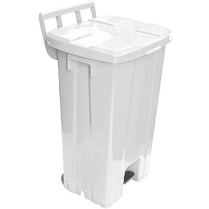 Lixeira Plástica Quadrada com Pedal e Rodas 100 Litros Branca