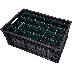 Caixa Plástica Empilhável com Divisórias para 24 Copos