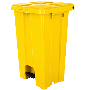 Lixeira Quadrada com Pedal 60 Litros Amarela