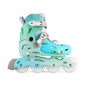 Patins Inline Cosmo JOY PRO Infantil Ajustável - Azul / LED