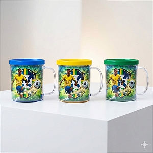 Kit 3 Canecas Copa Do Mundo 2026 Futebol 350ml Personalizada Azul Amarelo E Verde Brasil Copa Do Mundo 2026