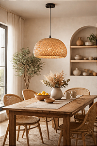 Luminária Pendente Decorativa em Bambu Natural