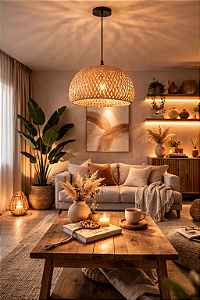 Luminária Pendente Decorativa em Bambu Natural