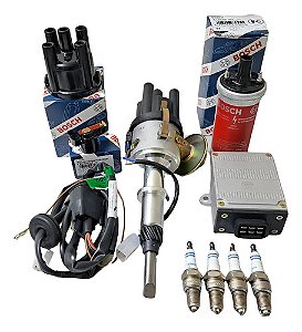 Kit De Ignição Bosch Opala 4cc Tampa Rotor Bobina E Velas
