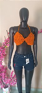 Cropped de flor Tam p