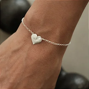 Pulseira Coração e Braço Musculoso Corrente - Prata