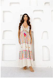 Vestido longo Bordado