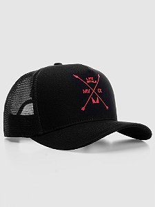 Boné Trucker Texas Preto e Vermelho MVCK