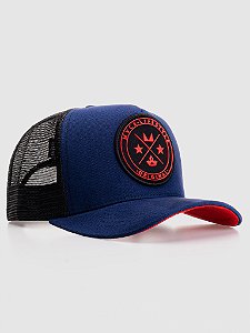 Boné Trucker Brasão Azul e Vermelho MVCK