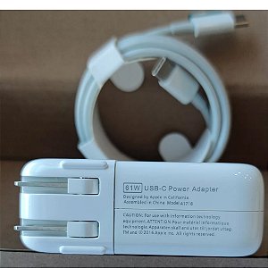 Carregador USB-C 61W para Apple MacBook Pro 13" A1718 com cabo C