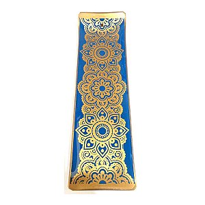 Incensário de Vidro Canaleta Mandala Dourado e Preto