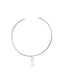 2515 - CHOKER SELENITA BRANCA BANHO OURO