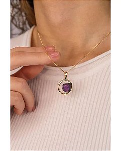 7623 - COLAR PURPURITA BRUTA BANHO OURO