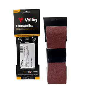 Cinta de Lixa 220 75x533 p/ Madeira Metal Inox - kit c/ 3 pçs