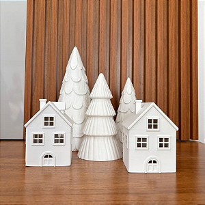 Vila Natalina – Um Pequeno Encanto de Natal | 5 Peças e Vela LED