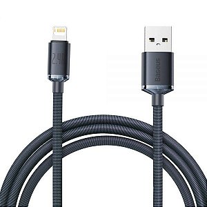 Cabo Usb-A A Lightning Baseus Cajy000101 Crystal Shine 2.4A - Black 2 Metros