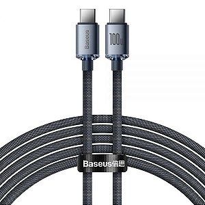 Cabo Usb-C A Usb-C Baseus Cajy000701 Crystal Shine 100 W - Black 2 Metros