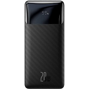 Carregador Portátil Baseus Bipow LCD 20 W 10.000 mAh 2 x USB-A + USB-C + Micro USB - Preto (PPBD050301)