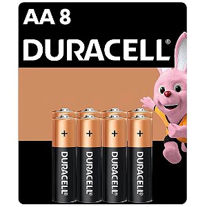 Pilha Alcalina Duracell AA - 8 unidades
