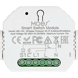 Interruptor Inteligente Moes MS-104 1 Gang Wi-Fi RF - Branco