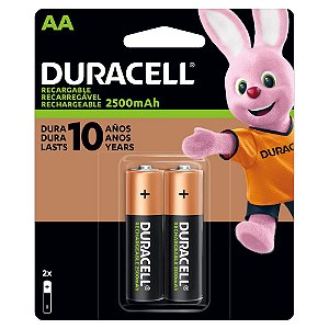 Pilha Recarregável Duracell AA 2.500 mAh - 2 unidades