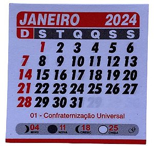 MINI CALENDÁRIO PARA IMÃ 5X5CM 2024 (UNIDADE)