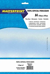 PAPEL BRANCO PEROLIZADO 180G/M² A4 - 20 FOLHAS