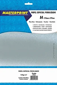 PAPEL PRATA PEROLIZADO 180G/M² A4 - 20 FOLHAS