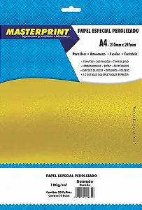 PAPEL DOURADO PEROLIZADO 180G/M² A4 - 20 FOLHAS