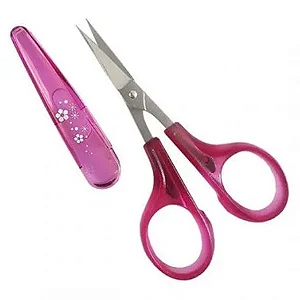 TESOURA DE PRECISÃO 4" ROSA COM PROTETOR