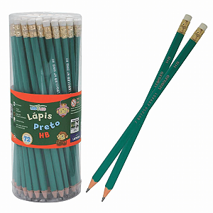 LÁPIS GRAFITE HB VERDE SEXTAVADO/BORRACHA POTE COM 72 UND