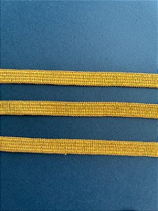 ELASTICO CHATO 7MM BEGE COM OURO 1 METRO